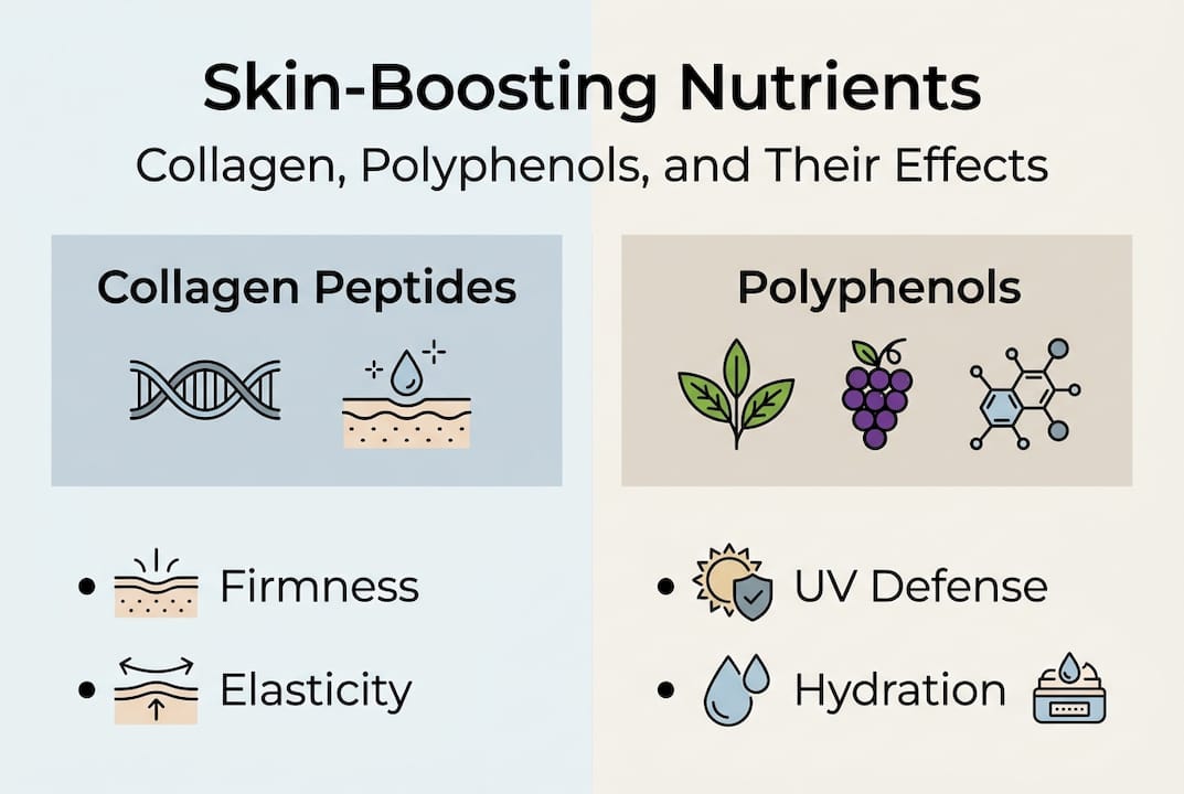Infographic highlighting collagen and polyphenols for skin