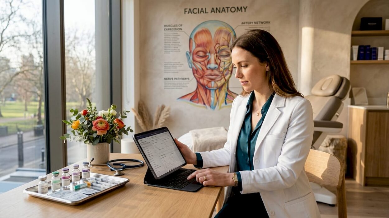 Medical professional reviewing injectable treatment plans