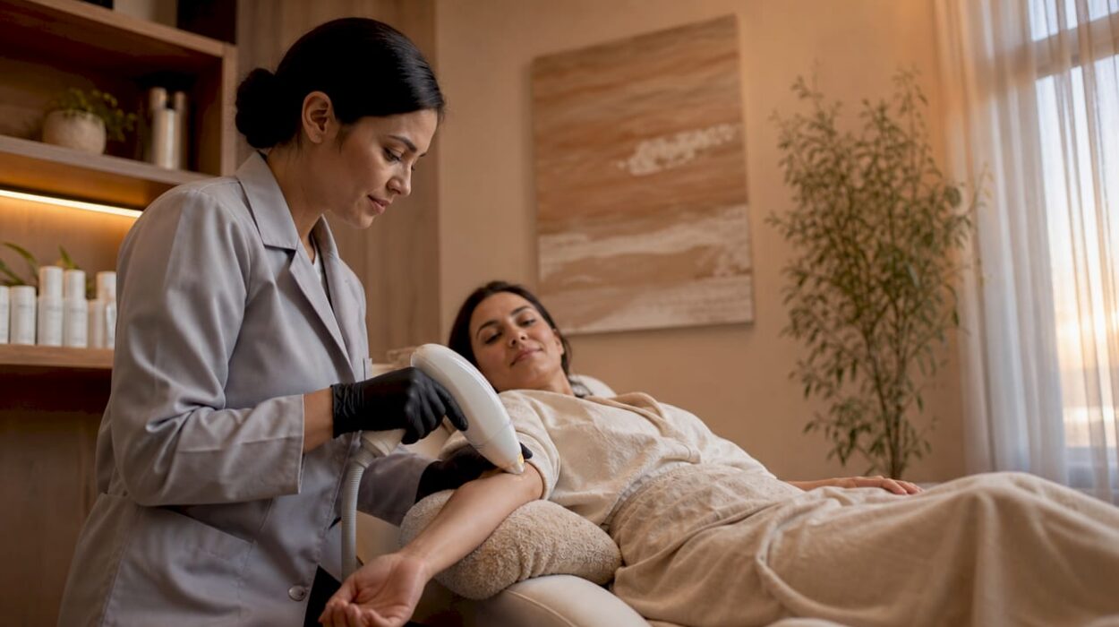 Laser hair removal treatment in medical clinic