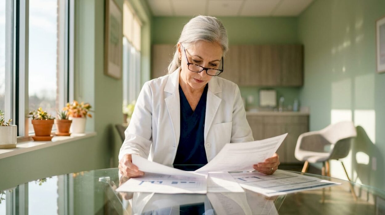 Endocrinologist reviewing hormone test results