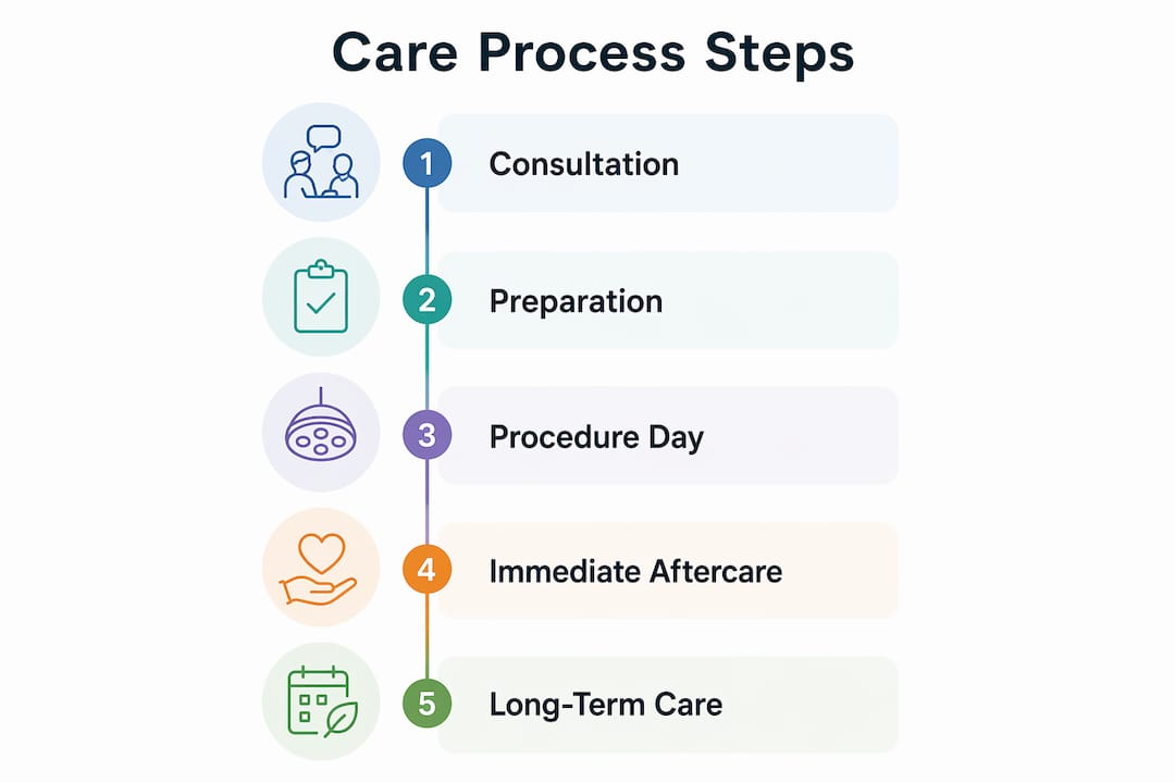 Infographic showing care process steps