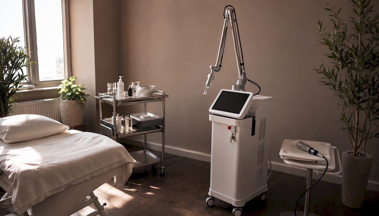 Fractional CO2 laser machine close-up in clinic