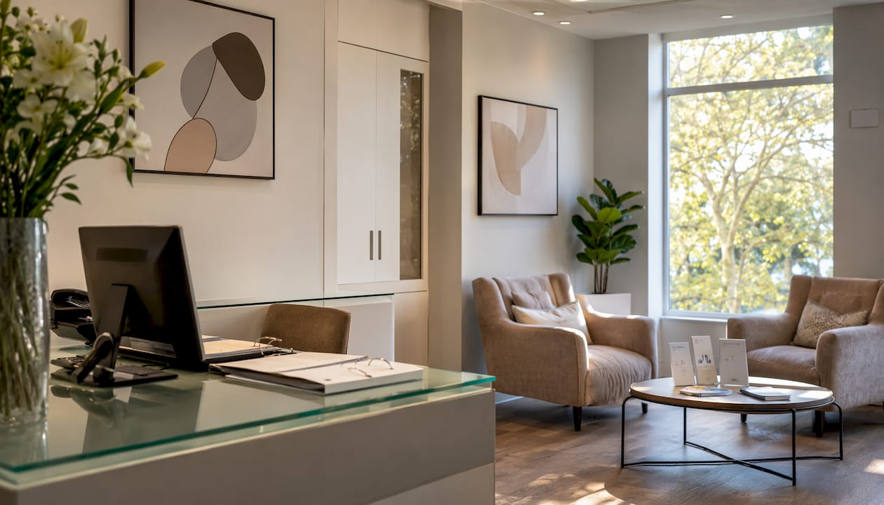 Reception area of CQC registered clinic