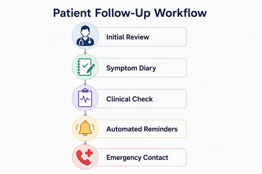 Infographic of UK aesthetic patient follow-up workflow steps