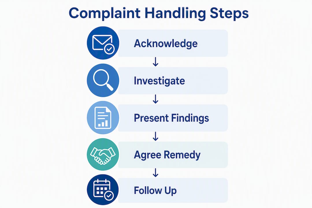 Infographic outlining complaint handling steps