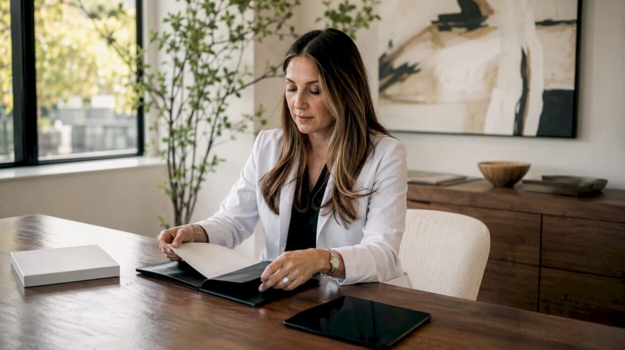 Clinician preparing treatment consultation documents