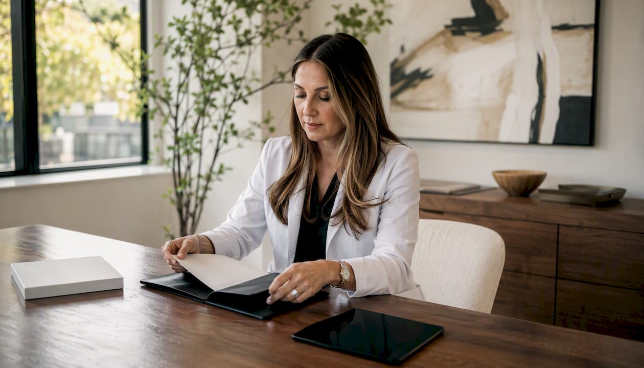 Clinician preparing treatment consultation documents