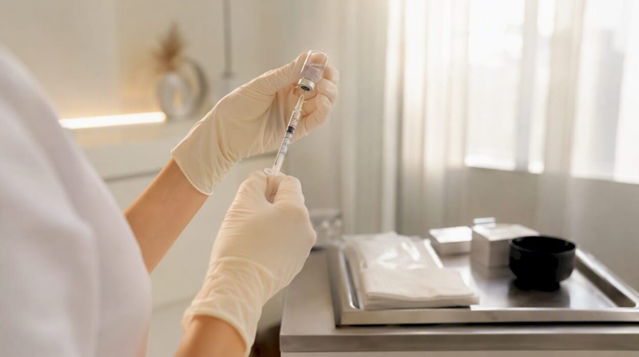 Clinician preparing hyaluronic acid injection