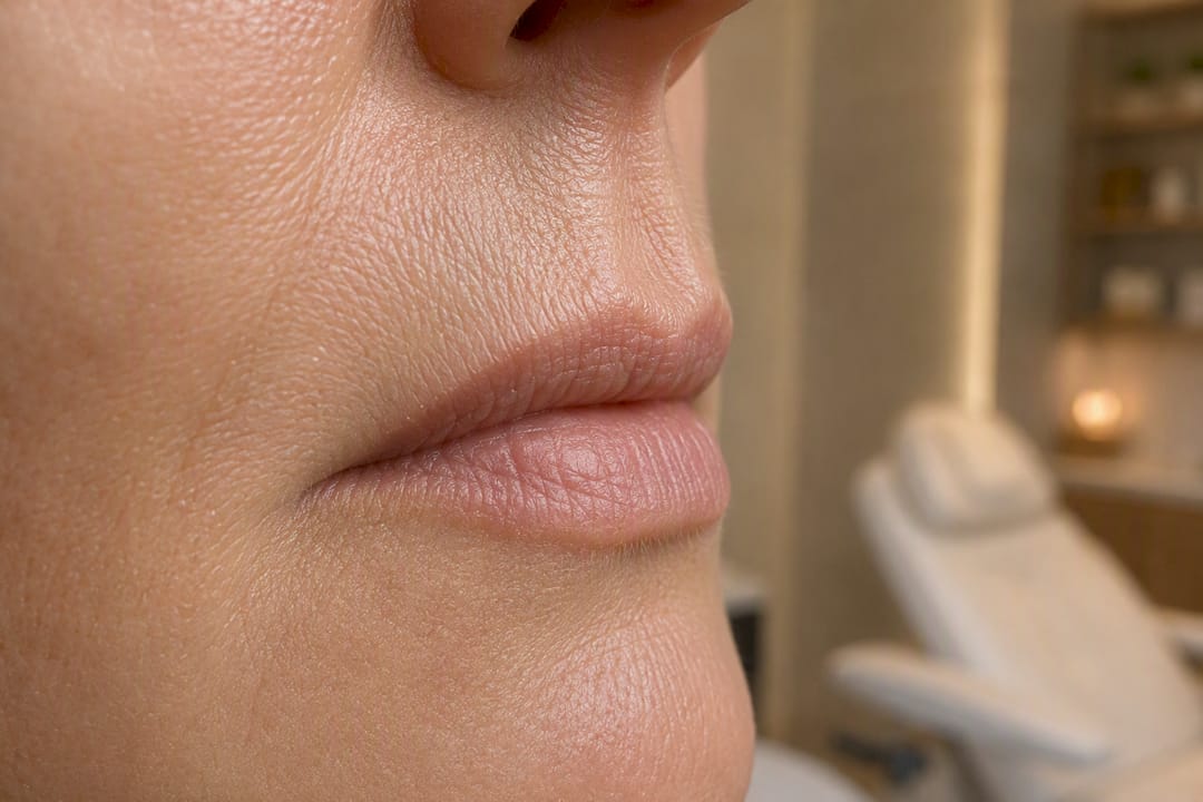 Close-up of upper lip muscle area