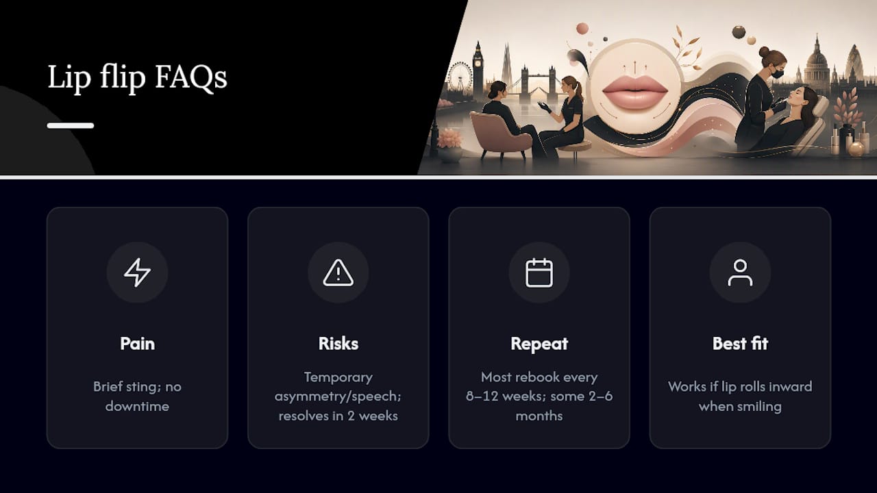 Frequently asked questions about lip flips — overview diagram