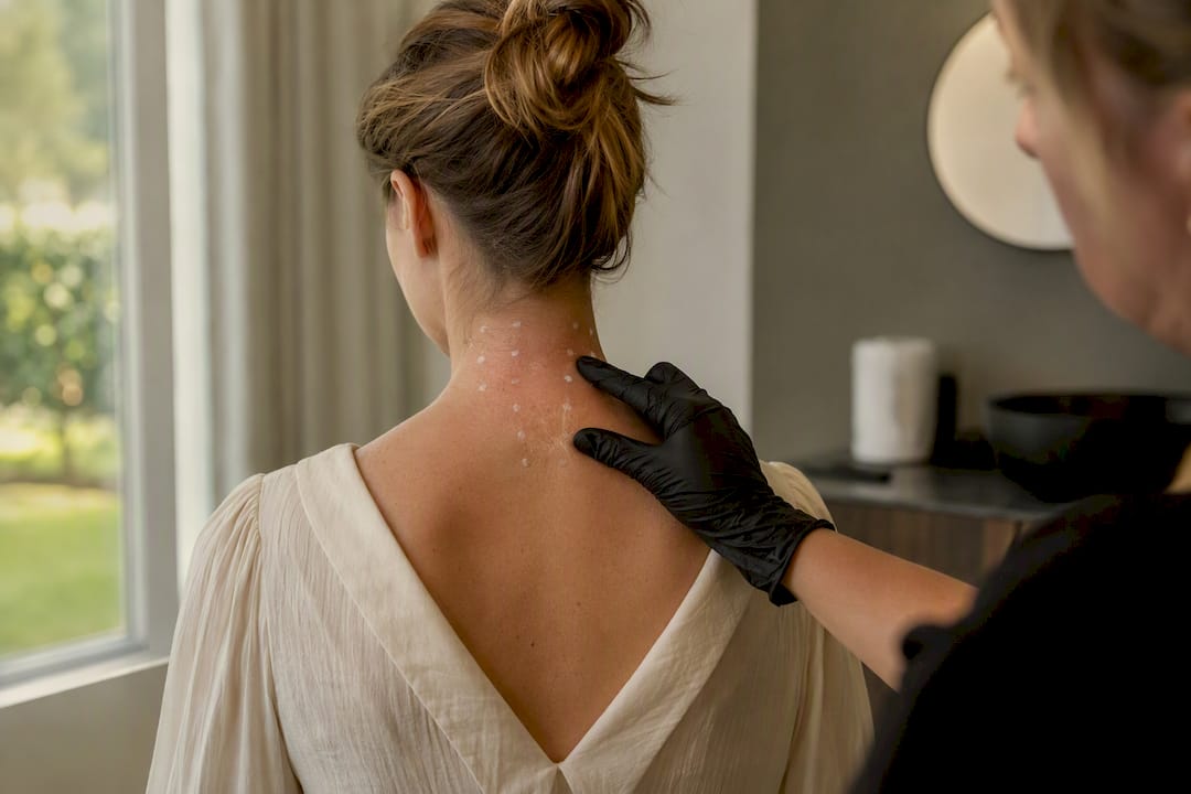 Injection sites on neck and shoulders for migraine Botox