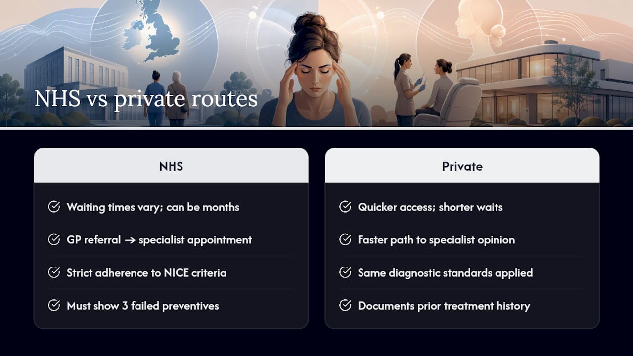 NHS or private clinic: which route suits you? — overview diagram