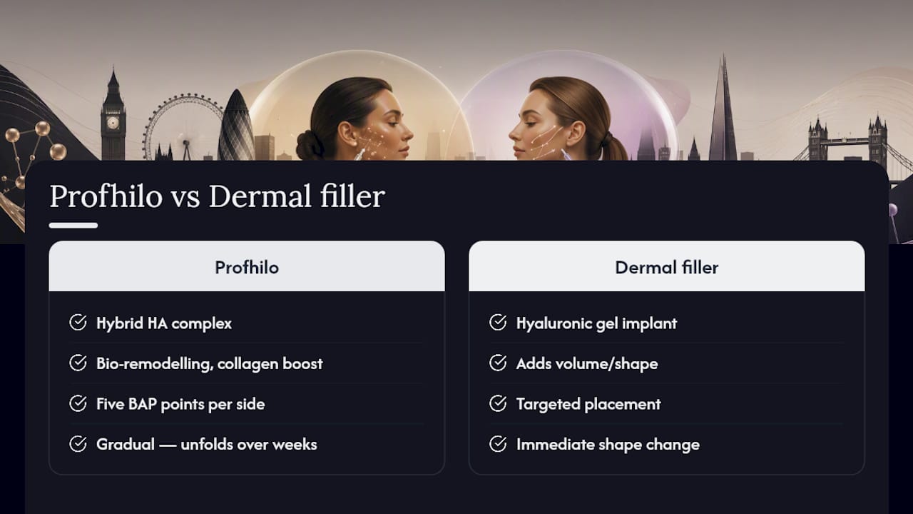 Profhilo and dermal filler comparison diagram