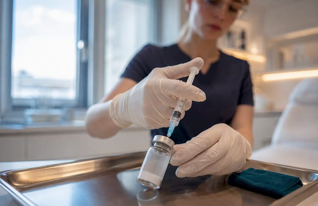 Clinician preparing an anonymous toxin vial