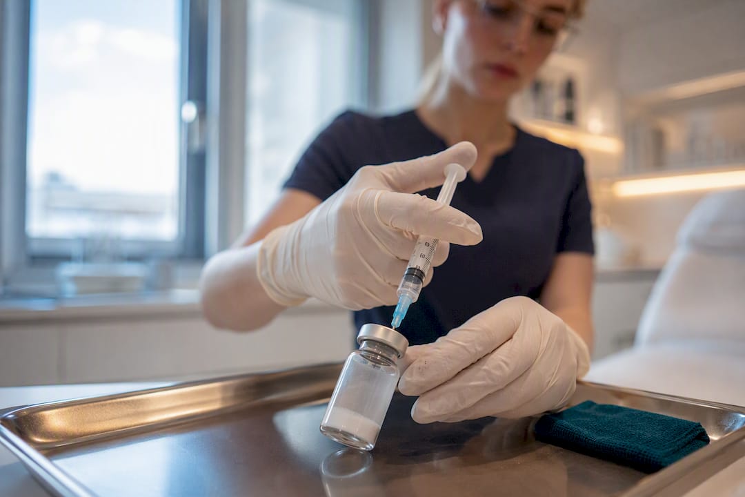 Clinician preparing an anonymous toxin vial