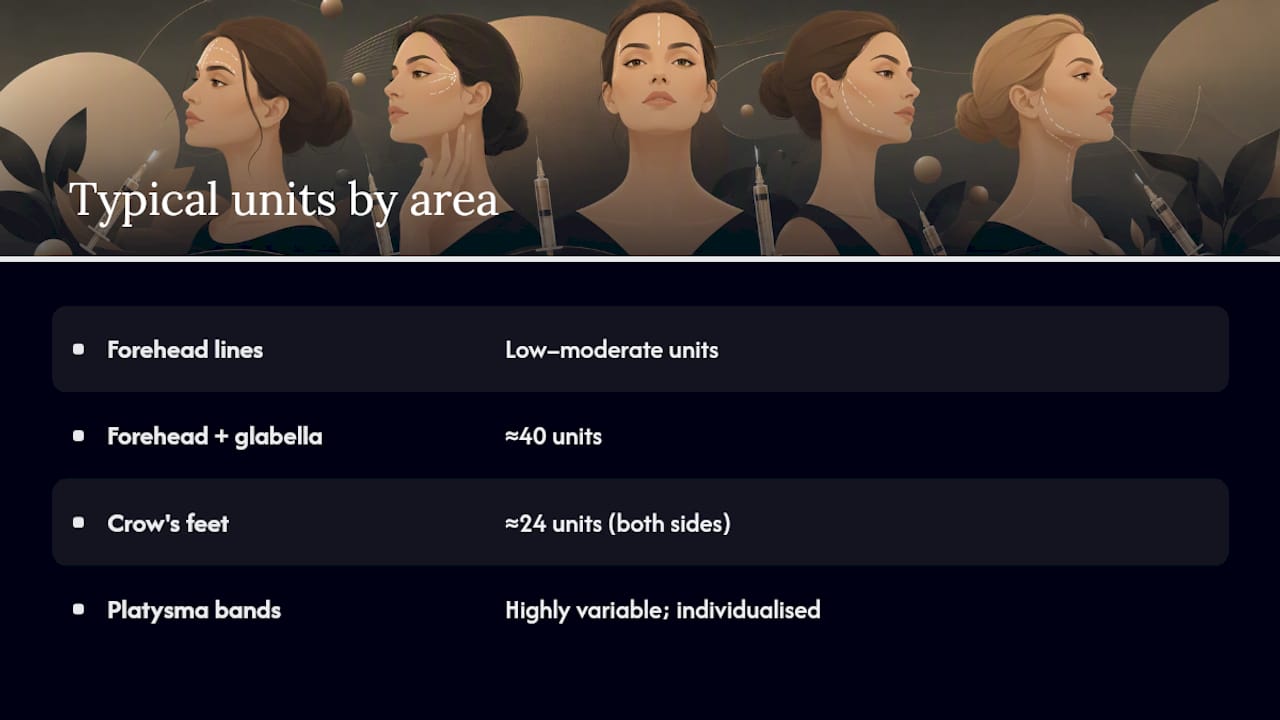 Typical unit ranges by treatment area — overview diagram