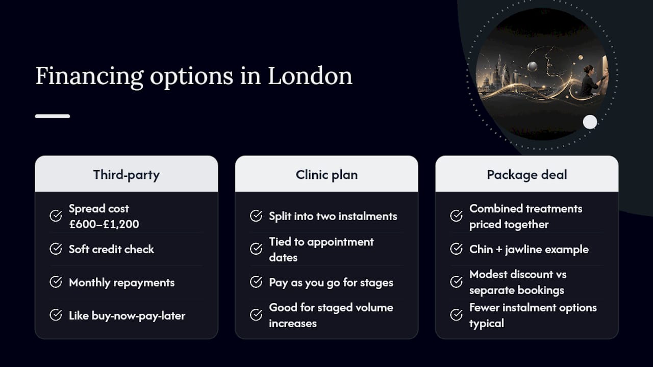 Financing options and payment plans in London clinics — overview diagram