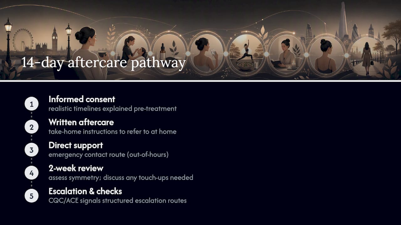 Botox aftercare pathway across 14 days