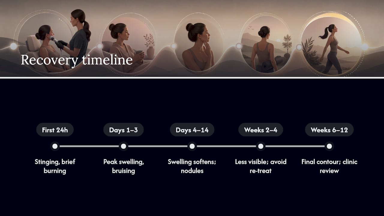 Fat dissolving recovery timeline from one day to twelve weeks