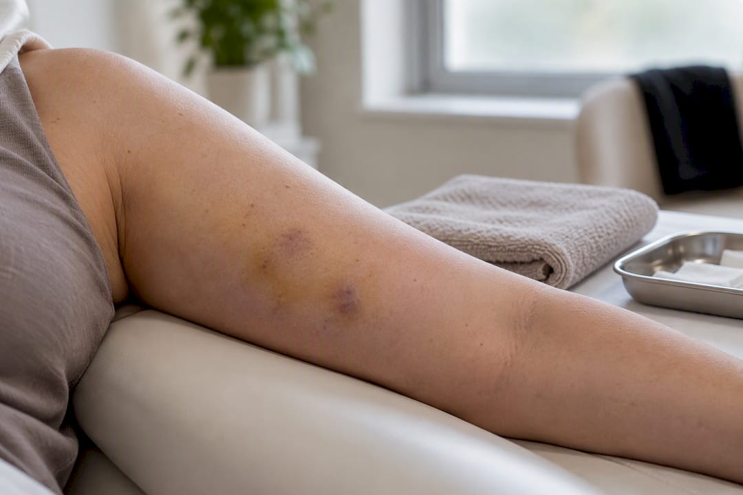 Upper arm showing mild post-treatment bruising
