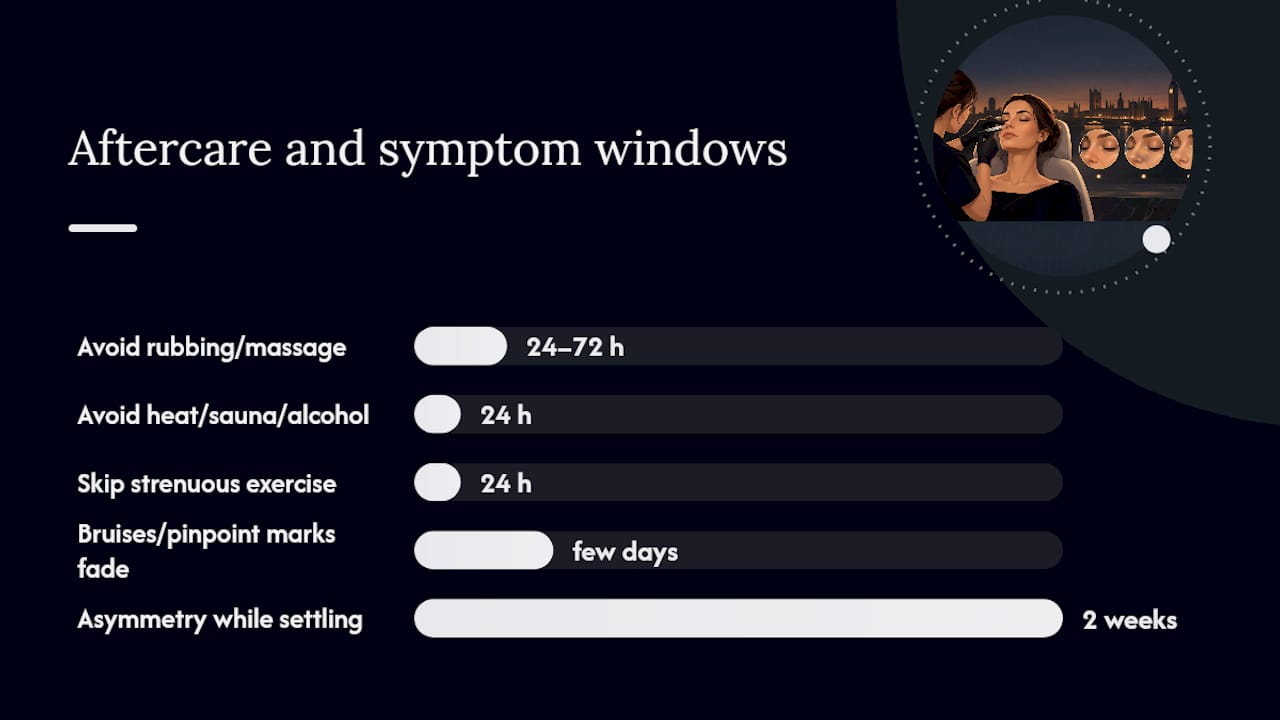 Aftercare, side effects, and when to seek help — overview diagram