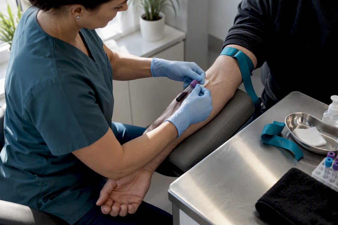 Clinician collecting blood sample for deficiency testing