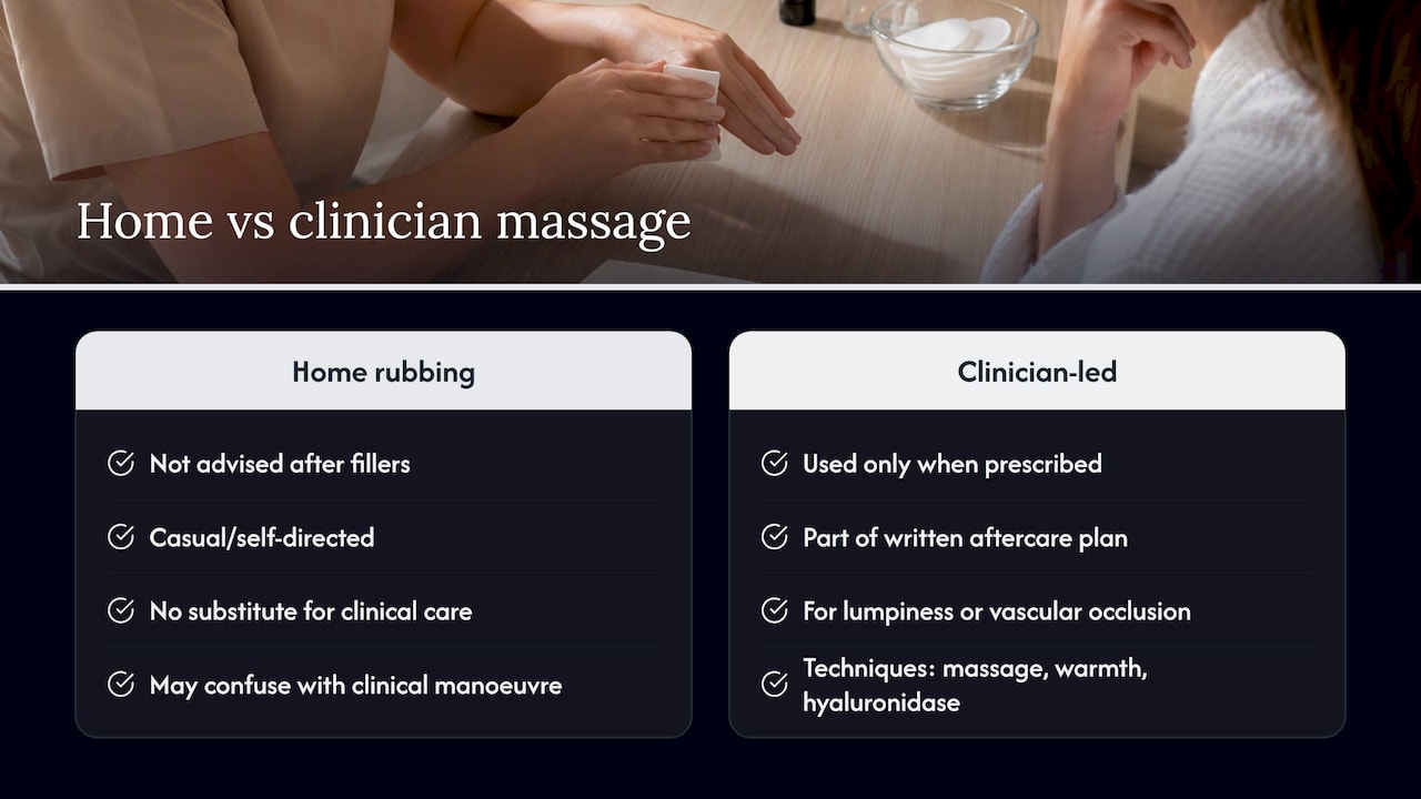 Comparison of home and clinician-led filler massage