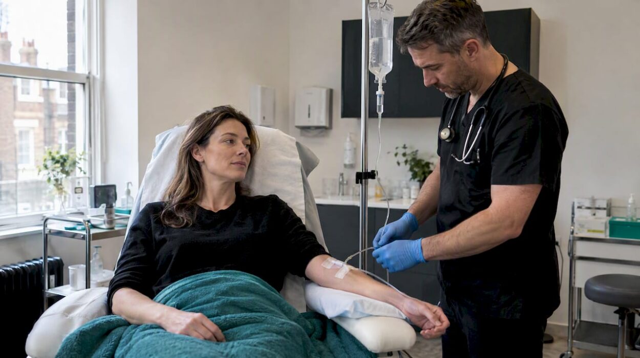 Patient receiving NAD IV infusion in clinic