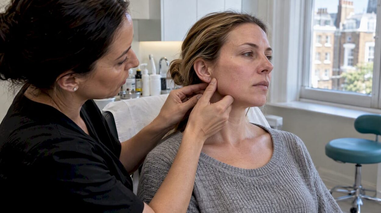 Clinician checks a patient’s masseter muscle