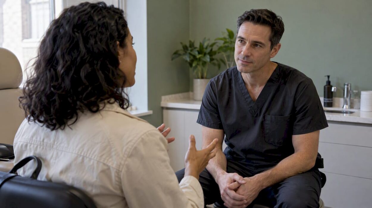 Clinician discussing IV hydration with traveller